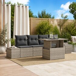 Reliable 5-Piece Garden Sofa Set in Grey with Storage
