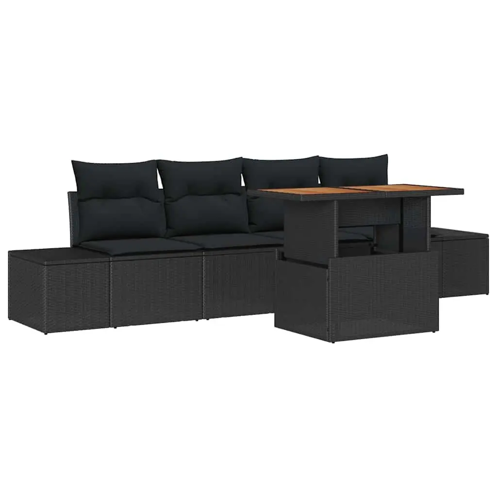 Garden Sofa Set Outdoor Furniture 5 Piece Patio Lounge with Storage Black