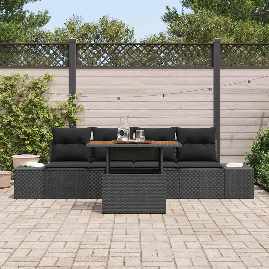 Garden Sofa Set Outdoor Furniture 5 Piece Patio Lounge with Storage Black