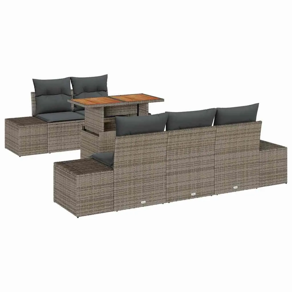 Modular Outdoor Sofa Set Grey 6 Pieces Garden Furniture with Storage Cushions