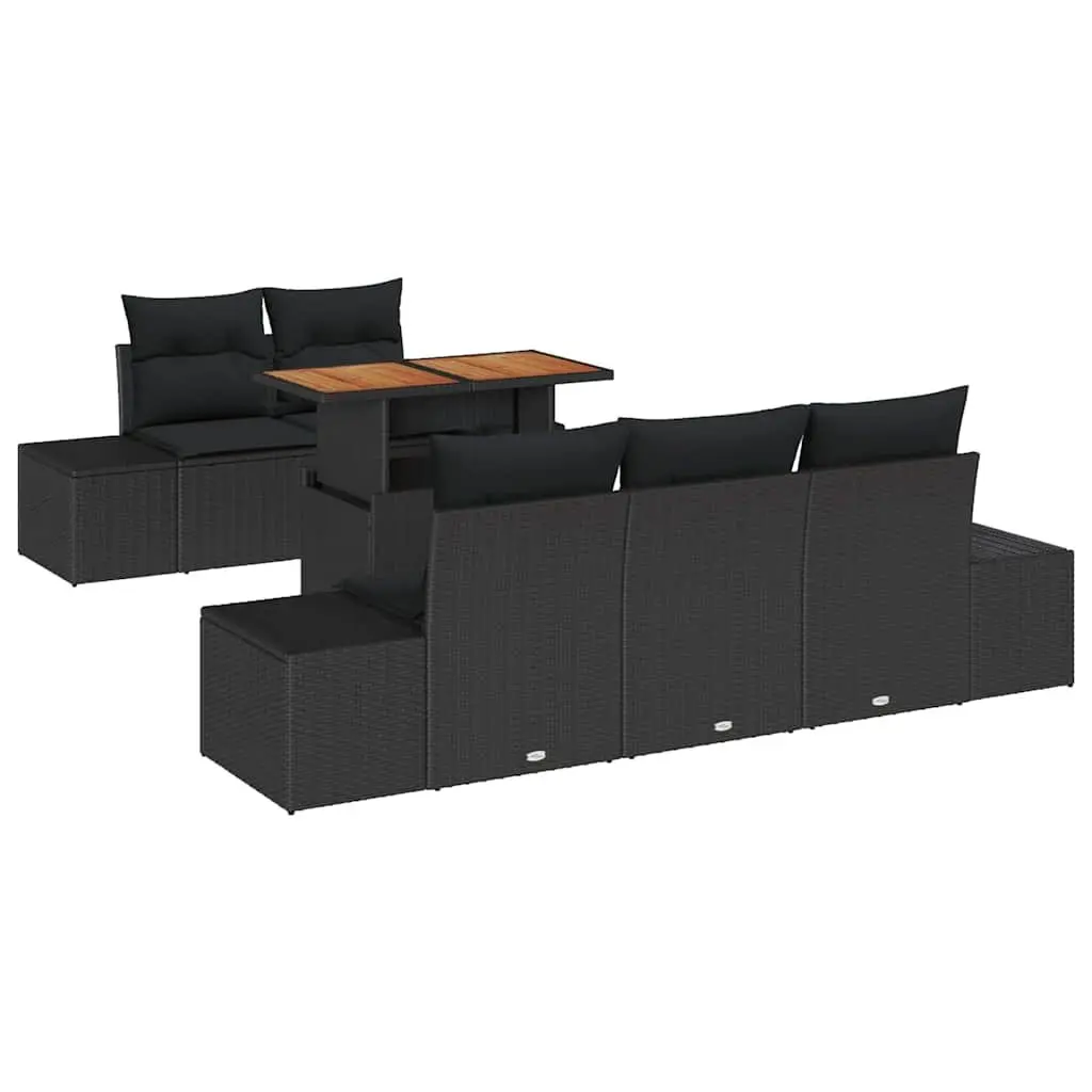 Garden Sofa Set Modular Outdoor Furniture 6 Pieces Black Poly Rattan