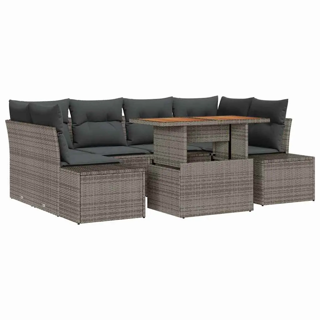 7-Piece Grey Garden Sofa Set with Storage