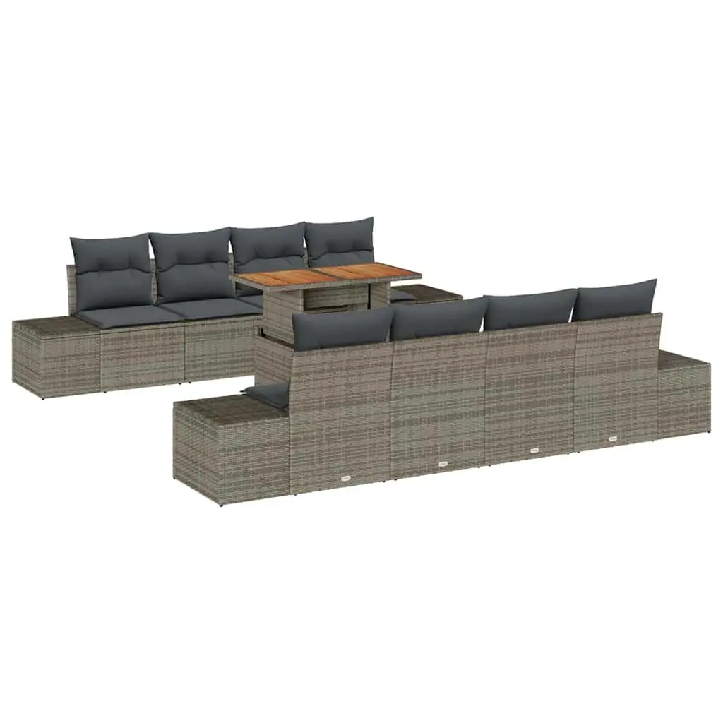 Garden Sofa Set Outdoor Furniture 9 pcs Modular Lounge Seating with Storage Grey