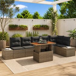 Comfortable and Practical 7-Piece Garden Sofa Set in Grey