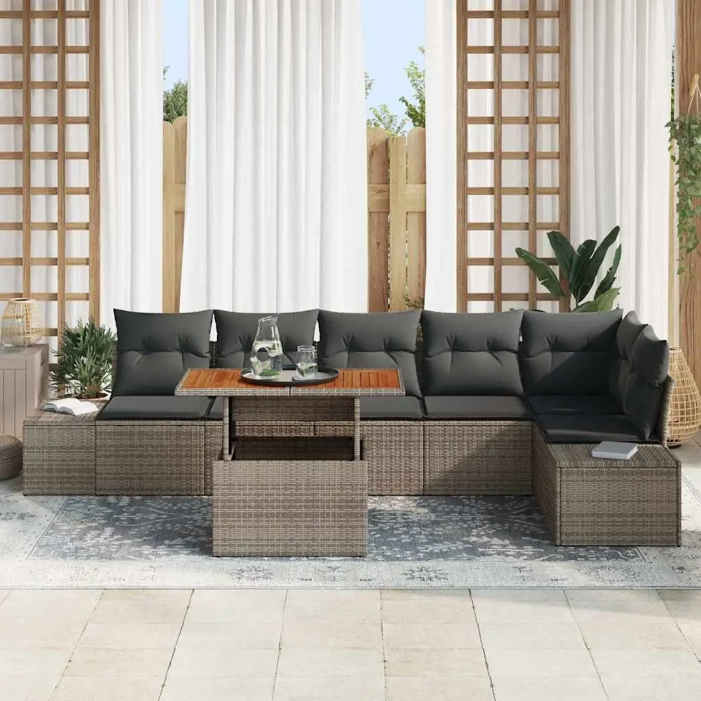 Garden Sofa Set Modular Outdoor Furniture 7 Pieces Grey with Storage