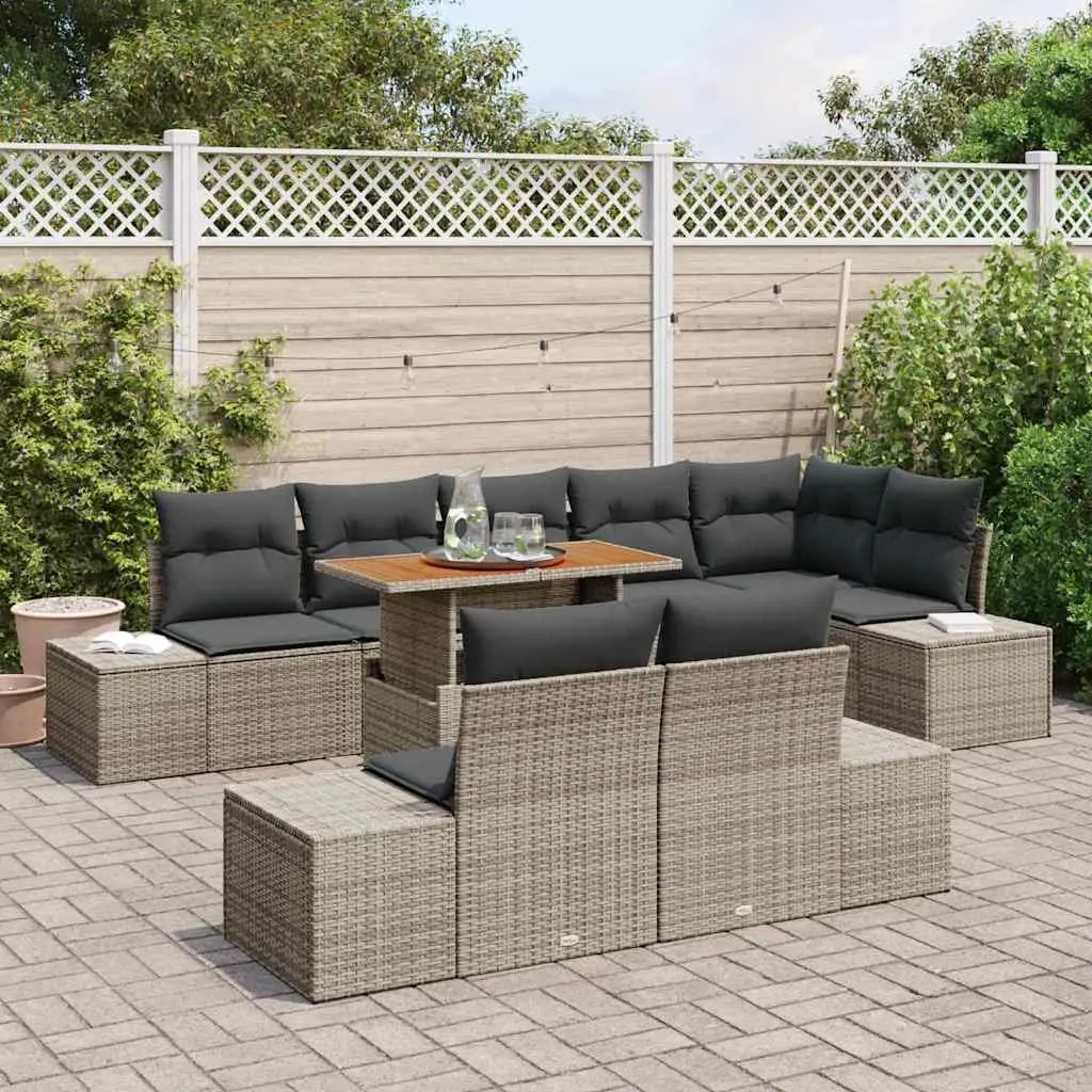 9 Piece Outdoor Garden Sofa Set Modular Grey Lounge Patio Furniture
