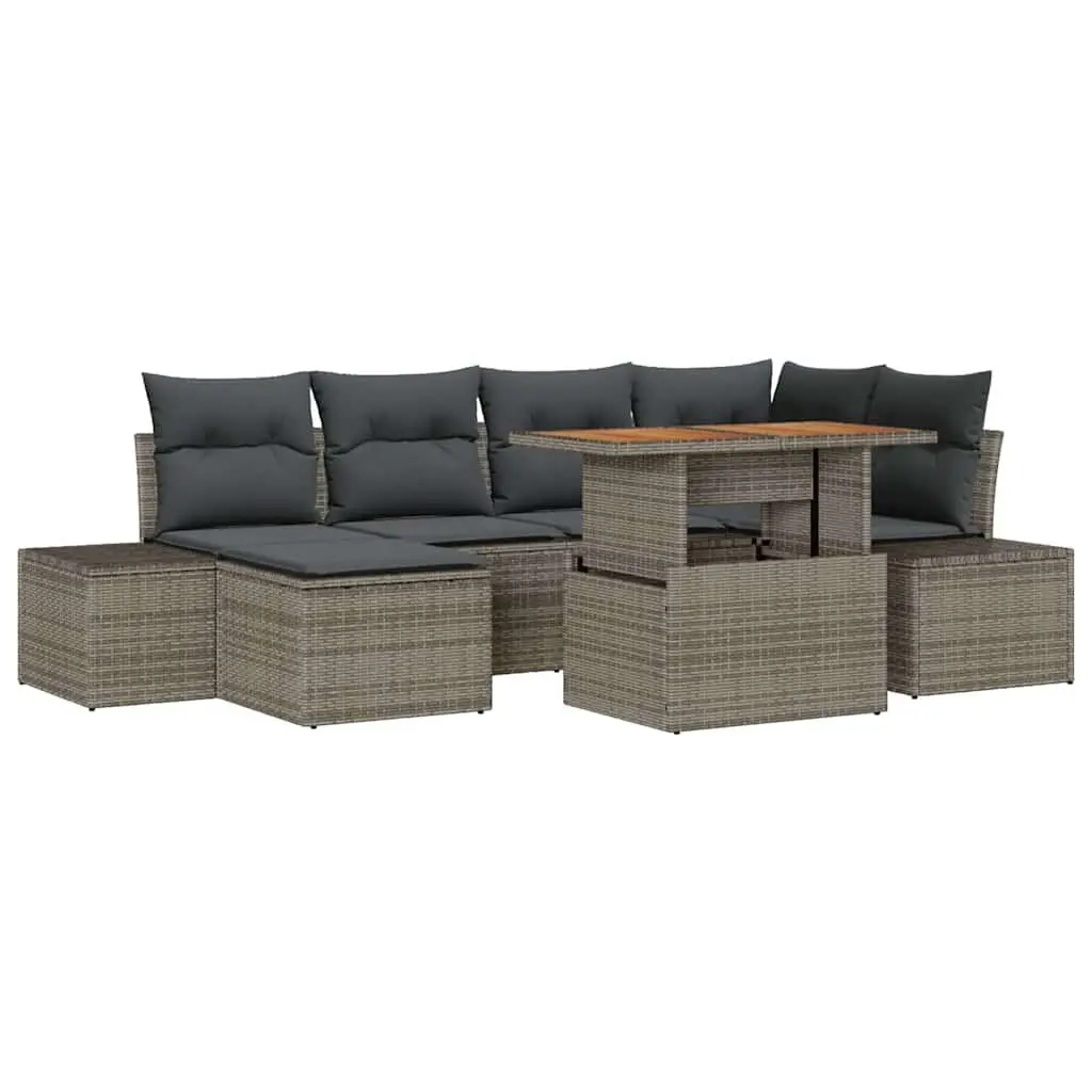 Garden Sofa Set Modular Sectional Outdoor Furniture 7 Pieces Grey