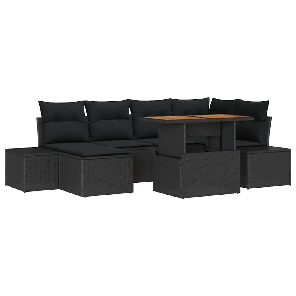 Garden Sofa Set Modular Outdoor Furniture 7 Piece Storage Black