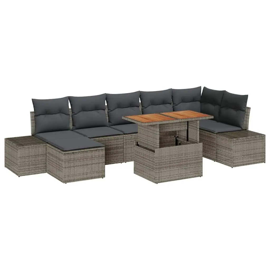 Garden Sofa Set 8 Piece Outdoor Furniture Modular Sectional with Storage Grey