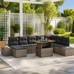 Reliable Grey Garden Sofa Set 9 pcs with Storage Benefits