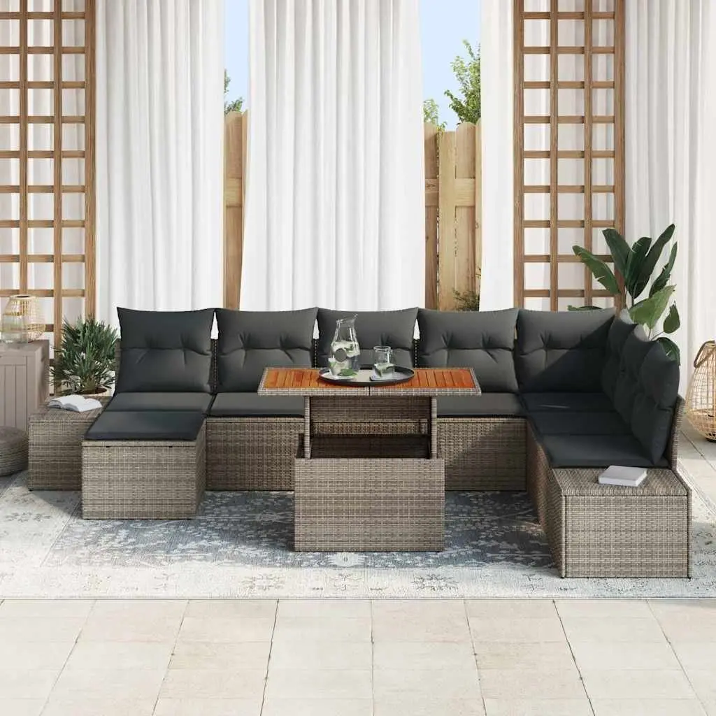 Grey Garden Sofa Set 9 pcs with Storage Benefits