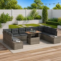 Warm and Practical 11-Piece Garden Sofa Set in Grey