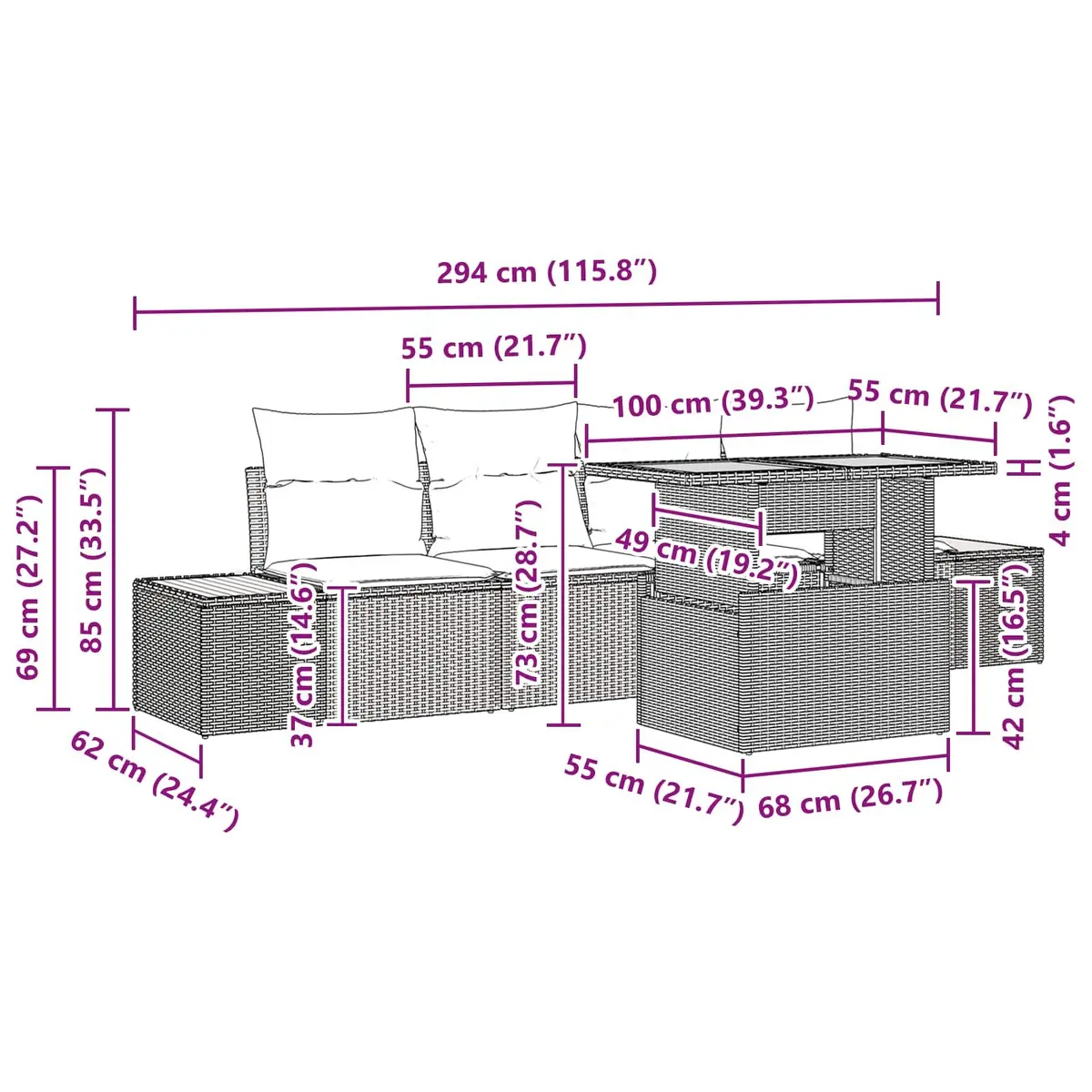 5-Piece Outdoor Sofa Set