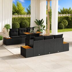Comfortable 7-Piece Black Outdoor Sofa Set with Storage