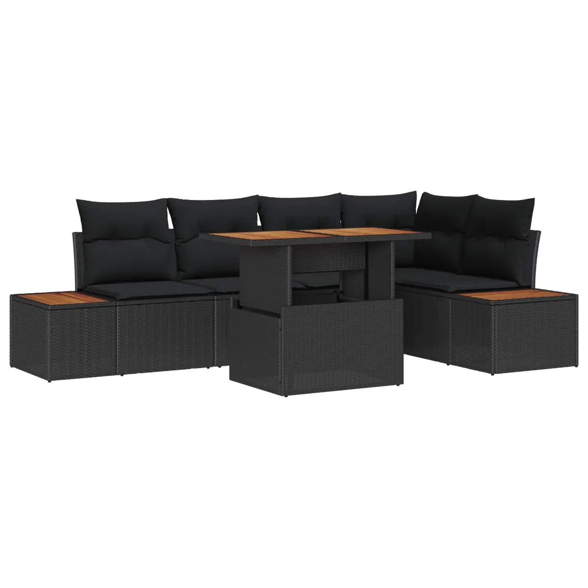 Garden Sofa Set Modular Outdoor Lounge Sectional 6 pcs Black Poly Rattan