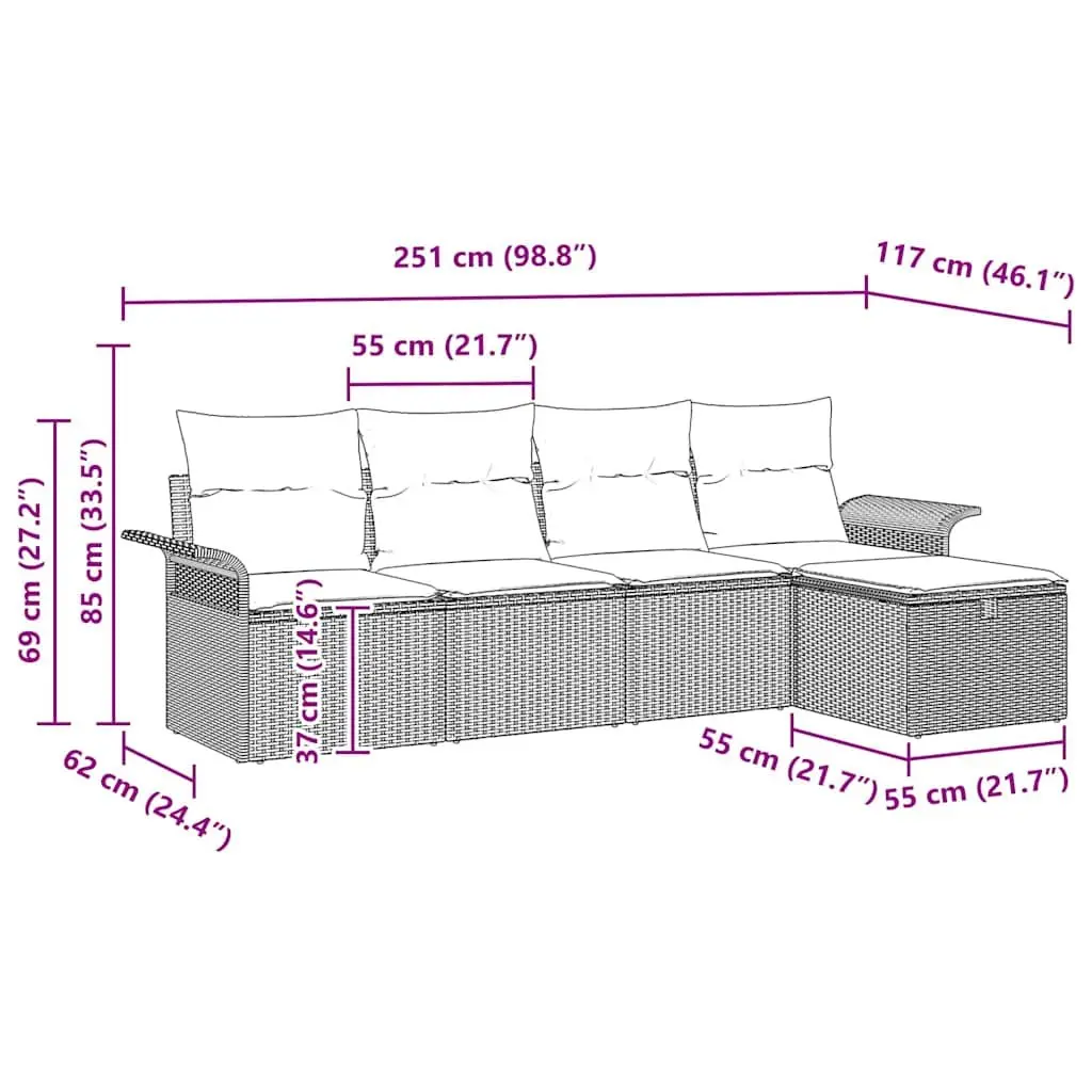 5-Piece Sofa Set for Outdoors