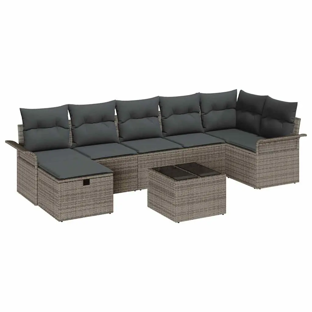 Garden Sofa Set Modular Outdoor Seating 8 Piece Grey Poly Rattan