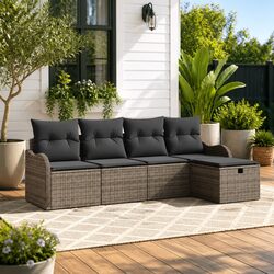 Comfortable 5 Piece Grey Outdoor Sofa Set for Relaxation
