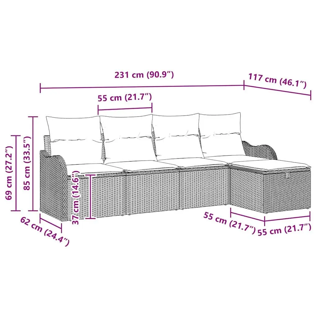 5-Piece Garden Sofa Set for Outdoor Use