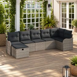 Comfortable 7-Piece Grey Sofa Set with Storage Solutions