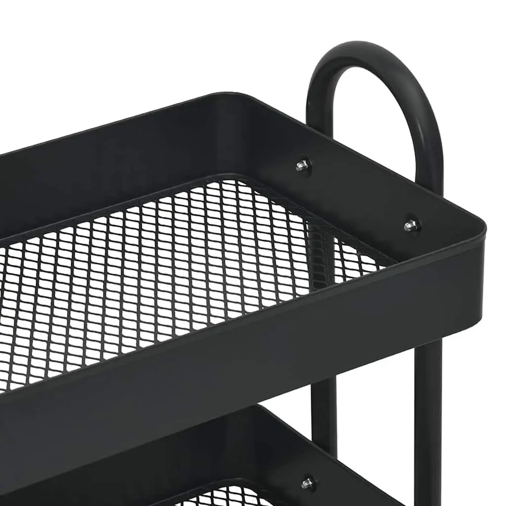 3-Tier Storage Trolley Organiser Mobile Cart Black Steel 43x34x79cm