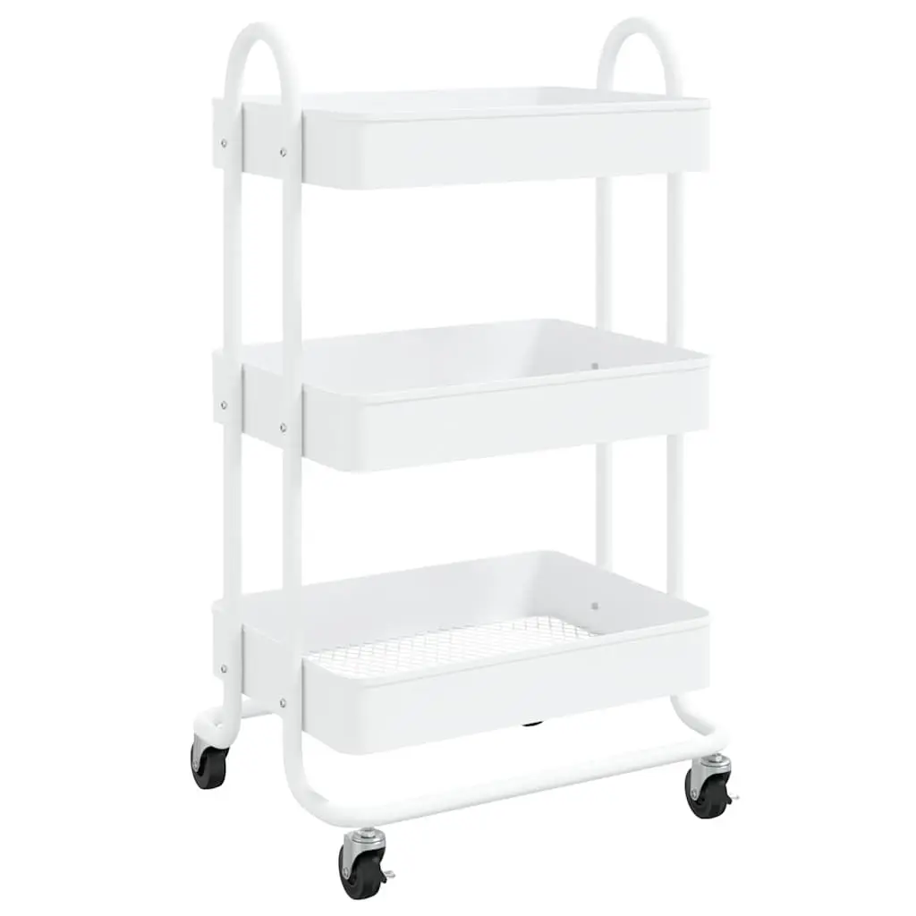 3-Tier Storage Trolley Organiser Mobile Cart White Steel 43 x 34 x 79 cm