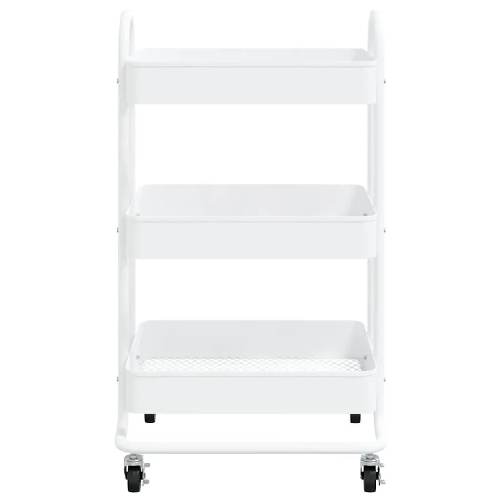 3-Tier Storage Trolley Organiser Mobile Cart White Steel 43 x 34 x 79 cm