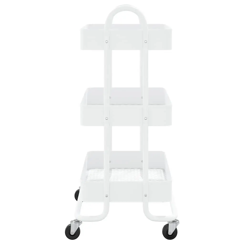 3-Tier Storage Trolley Organiser Mobile Cart White Steel 43 x 34 x 79 cm