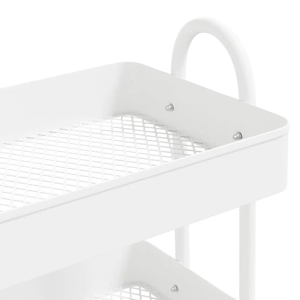3-Tier Storage Trolley Organiser Mobile Cart White Steel 43 x 34 x 79 cm
