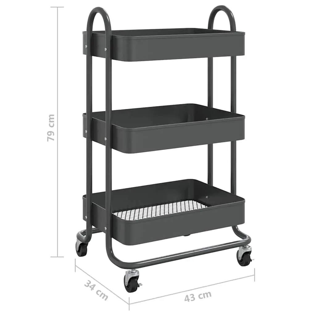 3-Tier Trolley with Steel Construction