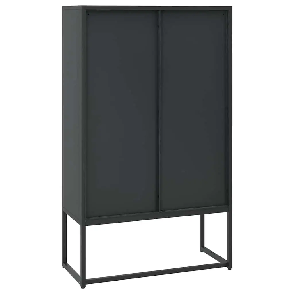 Storage Highboard Cabinet Black 6 Door Shelving Unit 80W x 35D x 135H cm