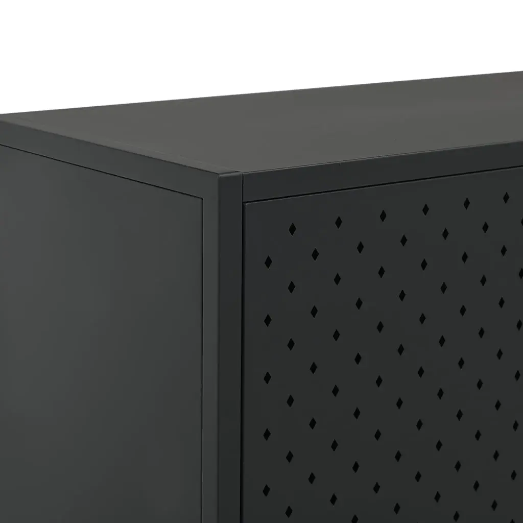 Storage Highboard Cabinet Black 6 Door Shelving Unit 80W x 35D x 135H cm