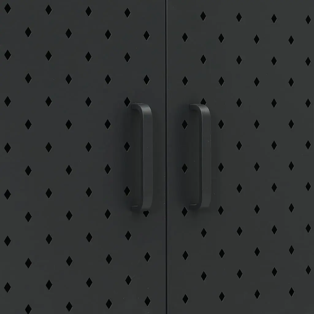 Storage Highboard Cabinet Black 6 Door Shelving Unit 80W x 35D x 135H cm