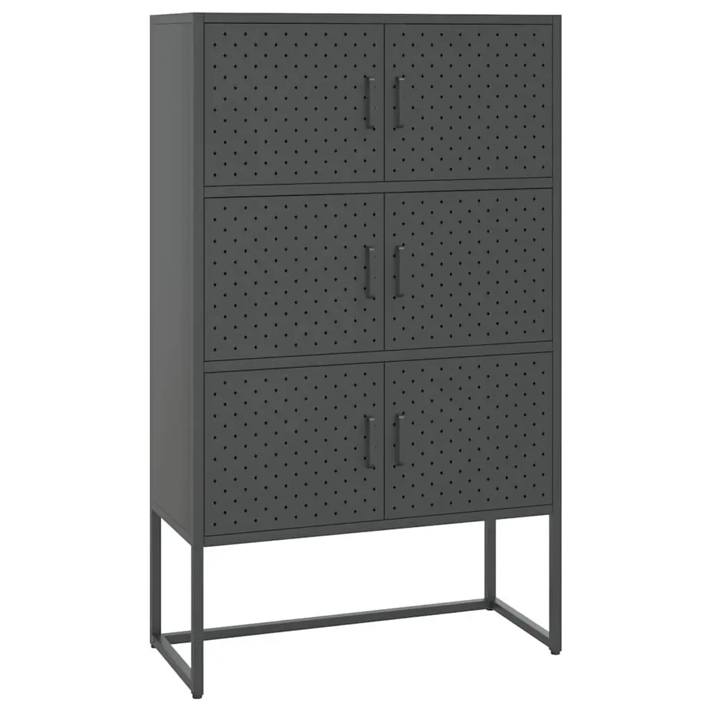 Highboard Storage Cabinet Anthracite 6 Door Display Unit Home Furniture 80 x 35 x 135 cm