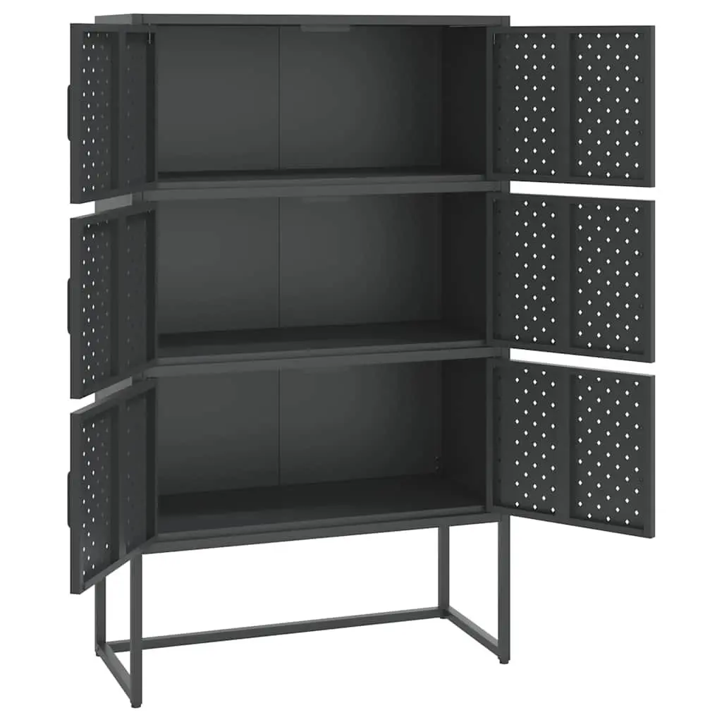 Highboard Storage Cabinet Anthracite 6 Door Display Unit Home Furniture 80 x 35 x 135 cm
