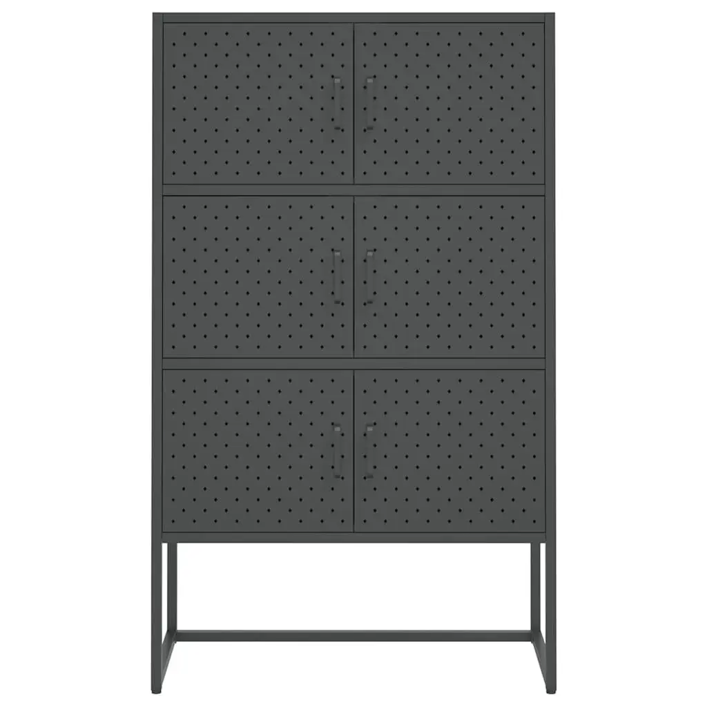 Highboard Storage Cabinet Anthracite 6 Door Display Unit Home Furniture 80 x 35 x 135 cm