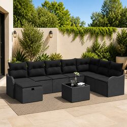 Comfortable and Value-Focused Black Rattan Sofa Set