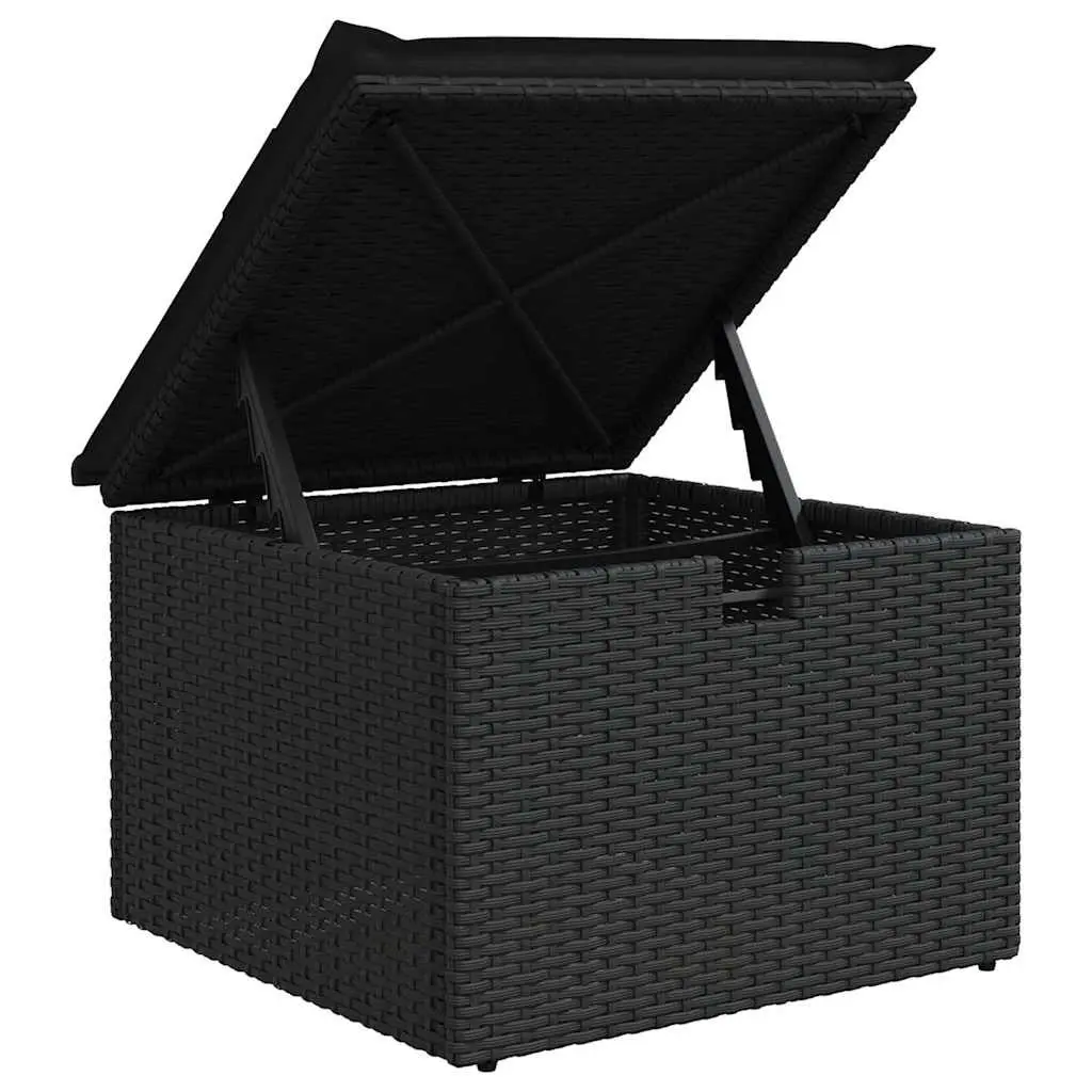 Outdoor Sofa Set Modular Lounge with Storage Black Poly Rattan