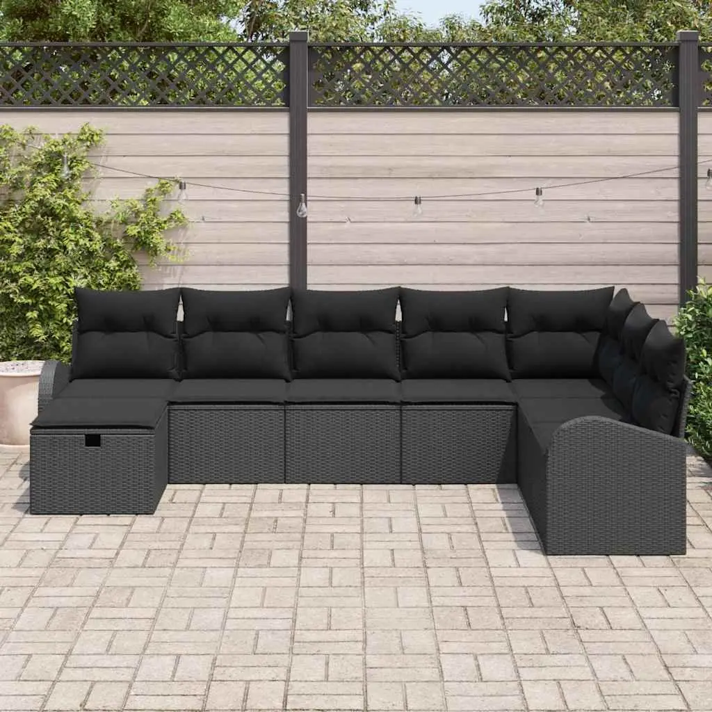 Outdoor Sofa Set with Storage Poly Rattan Garden Patio Furniture Black Manual
