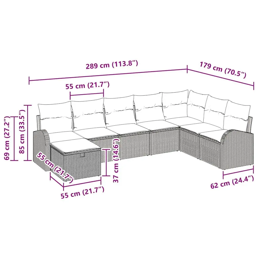 Outdoor Sofa Set with Storage Poly Rattan Garden Patio Furniture Black Manual