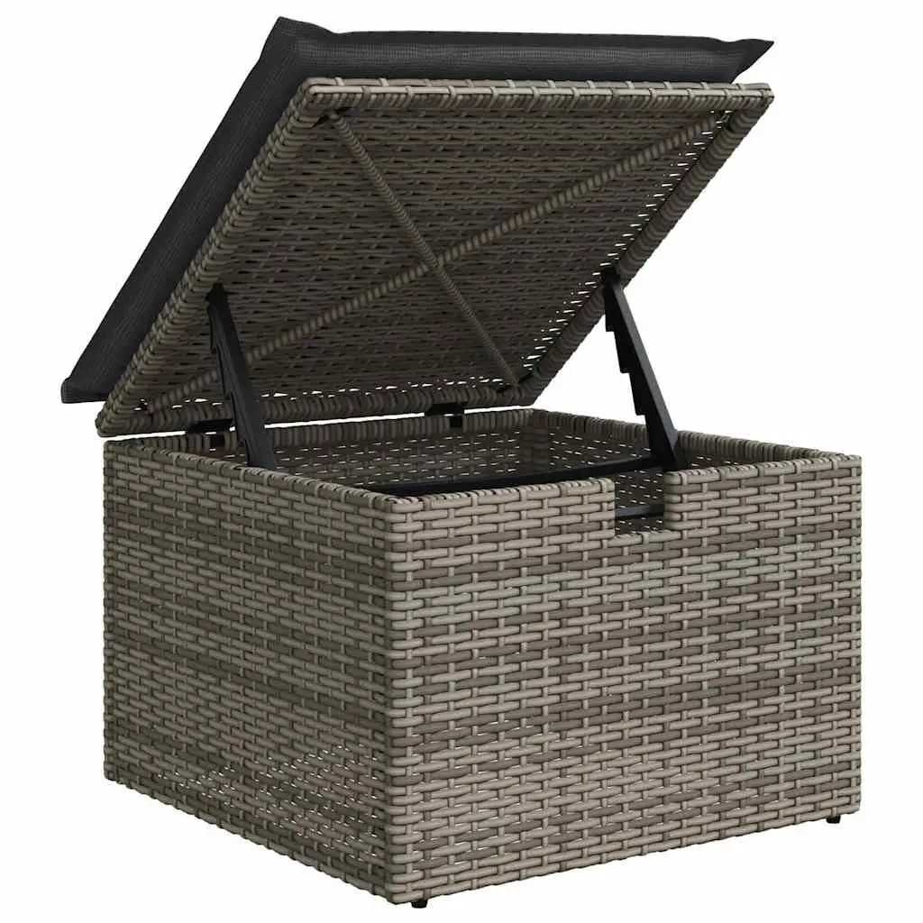 Outdoor Sofa Set 4 pcs Grey Poly Rattan Garden Furniture with Storage Cushion