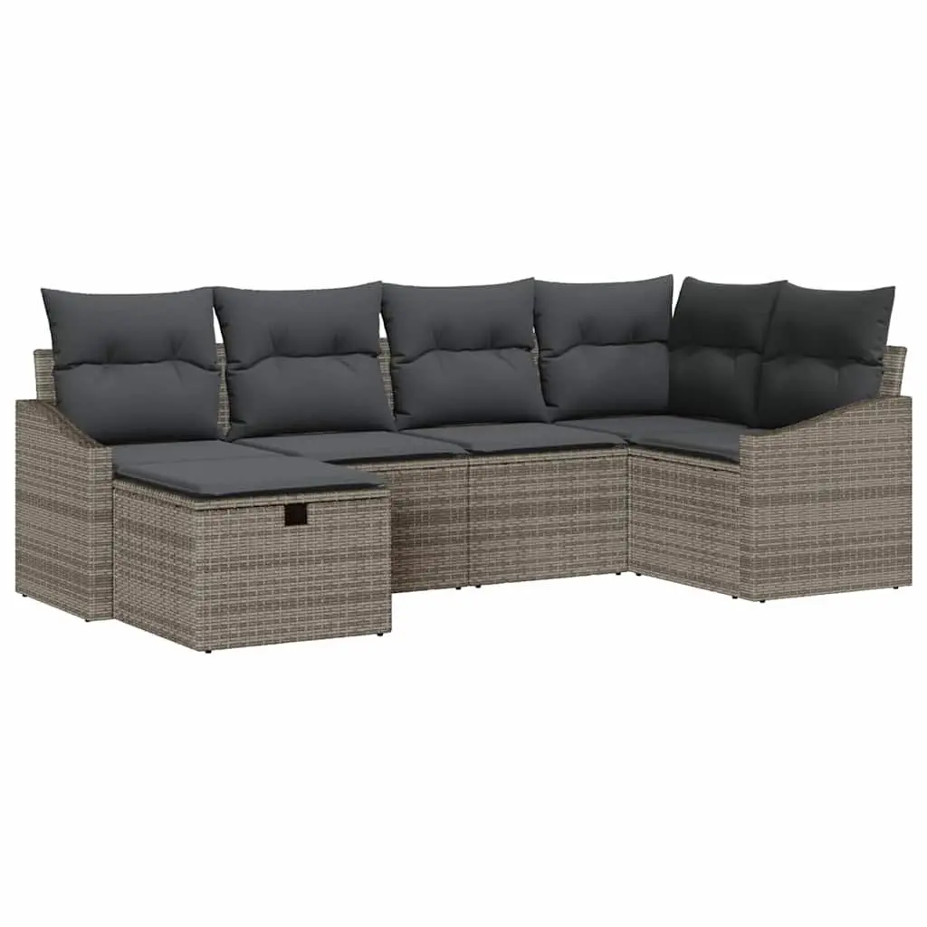 Outdoor Sofa Set Modular Seating with Storage Grey Poly Rattan