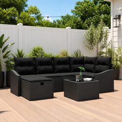 Comfortable and Practical Black Outdoor Sofa Set with Storage