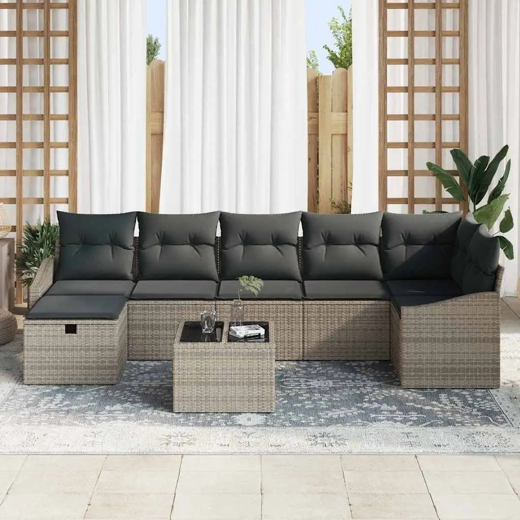 Grey Modular Outdoor Sofa Set with Cushions