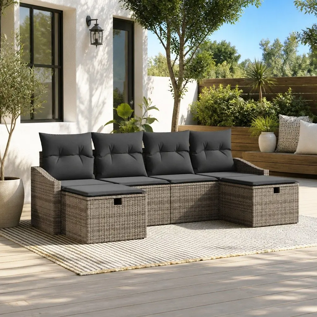 6-Piece Outdoor Sofa Set with Integrated Storage