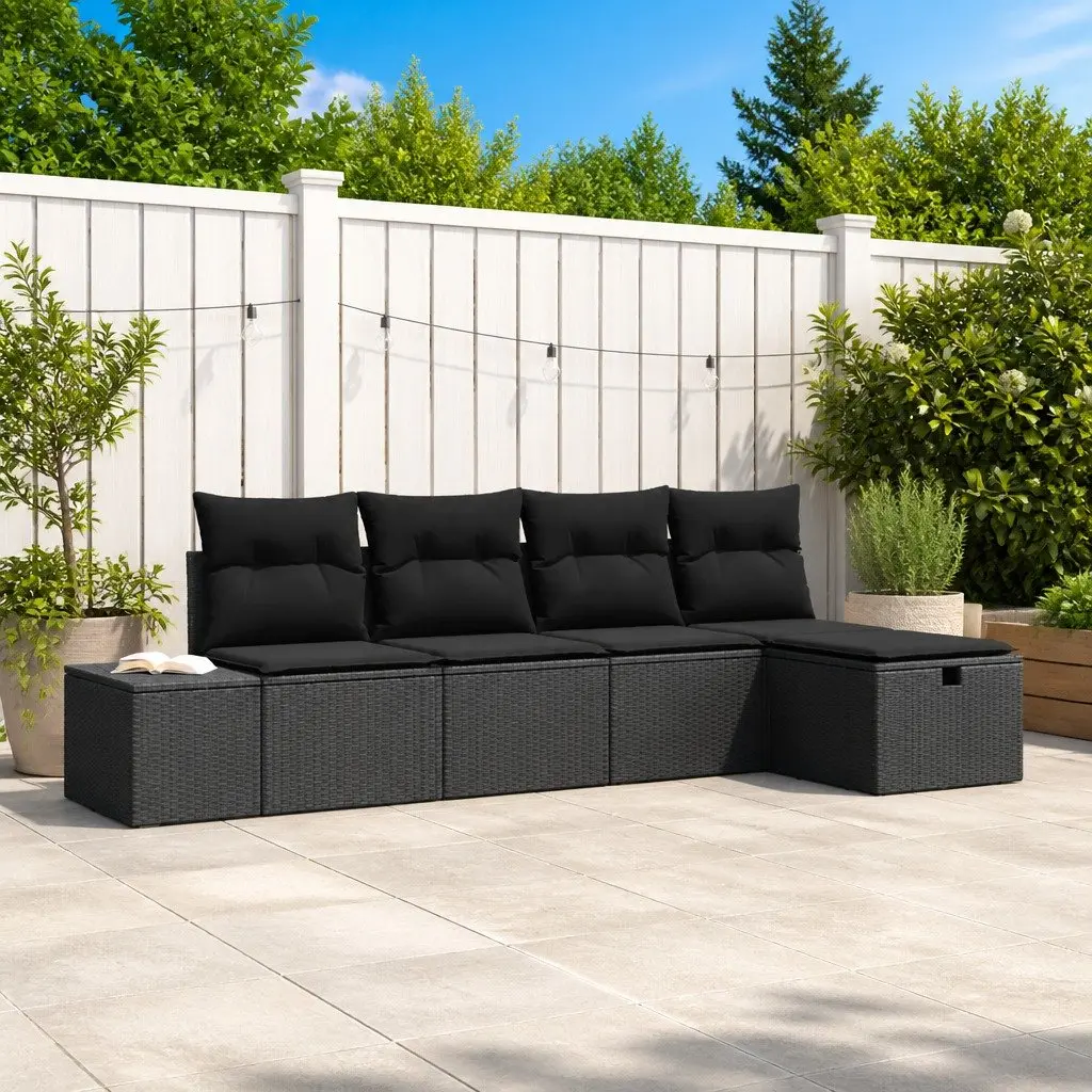 Modular 5 pcs Black Garden Sofa Set