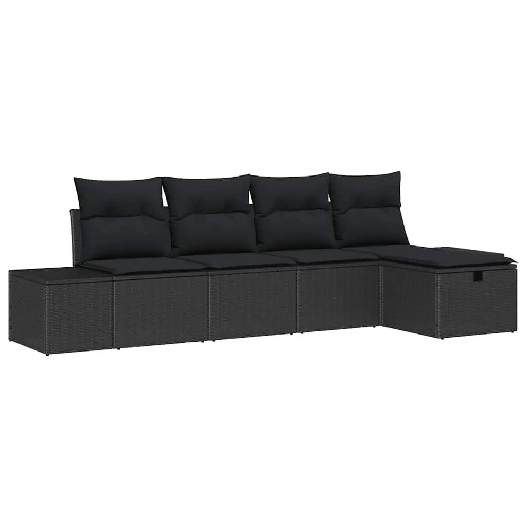 Modular 5 pcs Black Garden Sofa Set