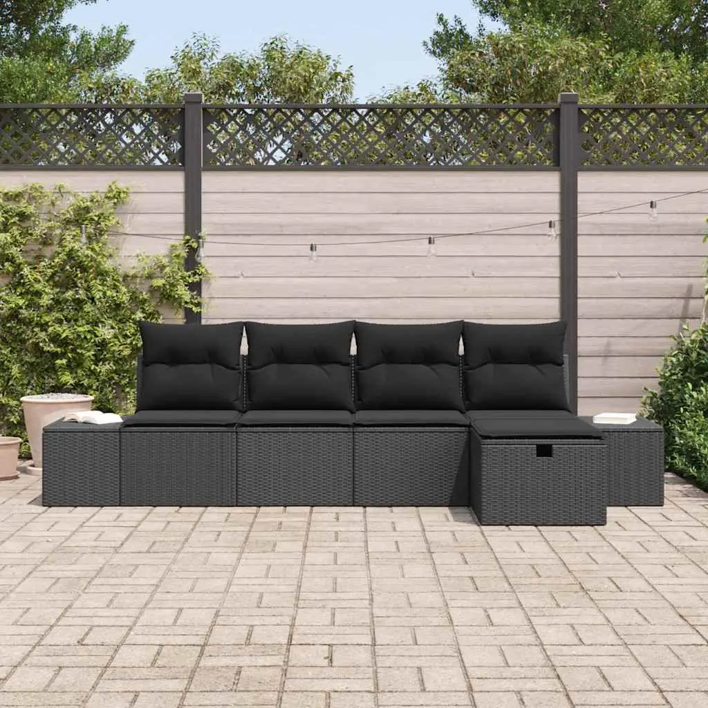 Modular 5 pcs Black Garden Sofa Set
