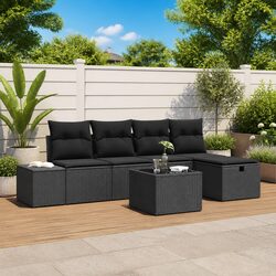 Cozy and Practical 6-Piece Black Modular Garden Sofa Set