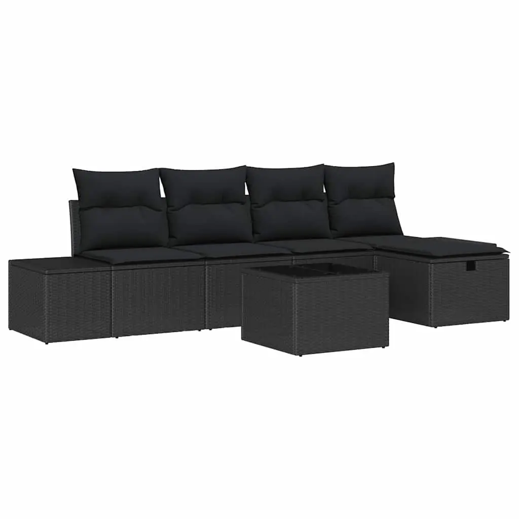 6-Piece Black Modular Garden Sofa Set